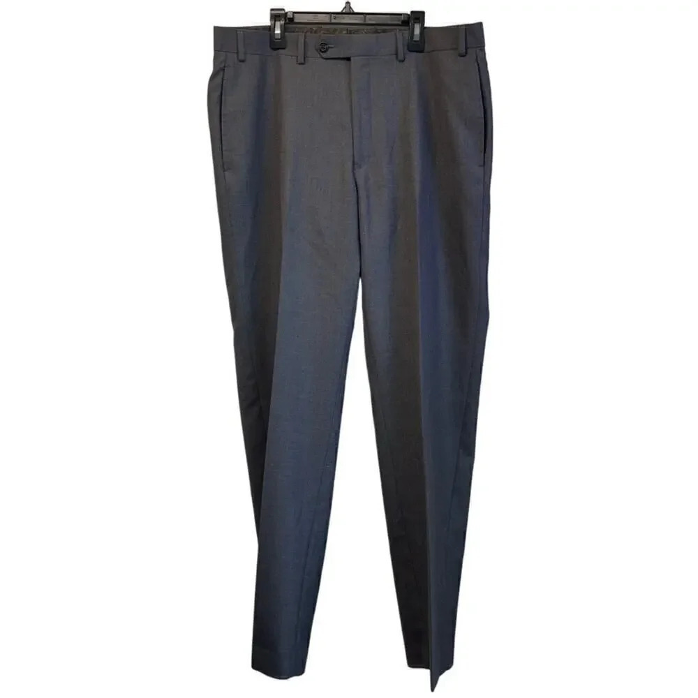 Lauren Ralph L. Mens Gray 36WX32 Rayon Blend Dress Pants Career Wear